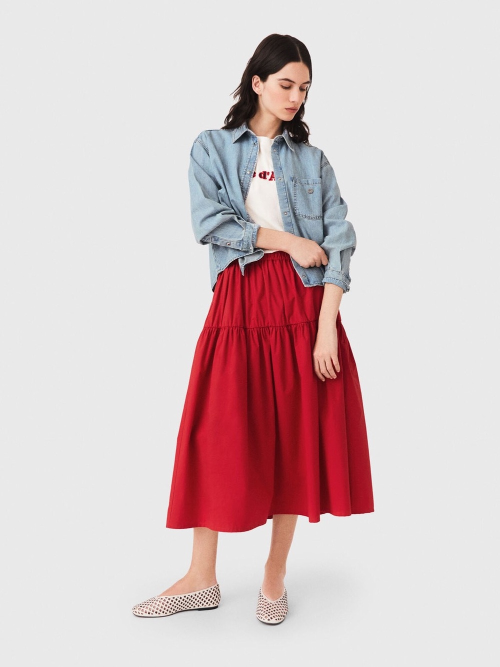 MAJE Long Gathered Skirt | FR 38 | US 6 - Picture 7 of 16